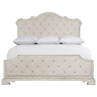 Rustic Farmhouse King Upholstered Panel Bed