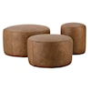 Rowe Cleo Leather Round Ottoman 17" Diameter x 19H