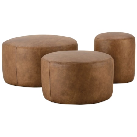Leather Round Ottoman 17" Diameter x 19H
