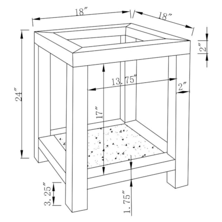 Valentina 1-shelf Glass Top Side End Table