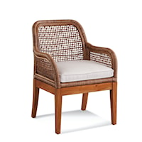 Tropical Arm Chair with Upholstered Seat