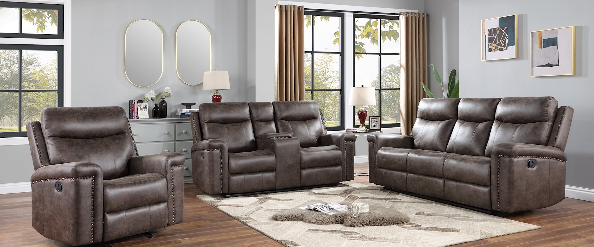 Casual 3-Piece Living Room Set