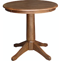 Transitional Round Dining Table with Single Pedestal Base in Bourbon Oak