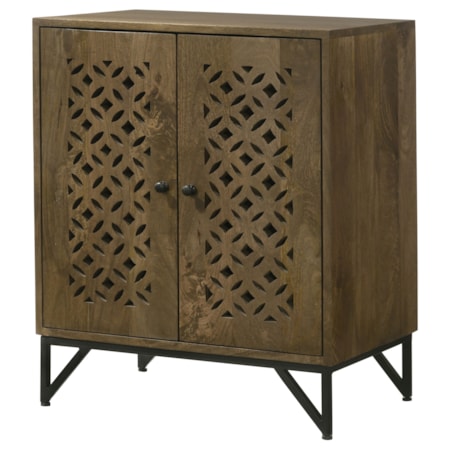 Wood Trellis Accent Storage Cabinet