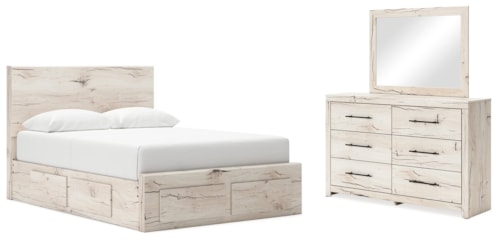 Queen Panel Storage Bed, Dresser And Mirror