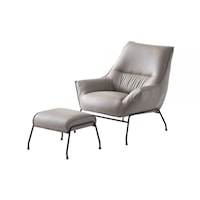 Jabel Contemporary Top Grain Leather Accent Chair - Khaki