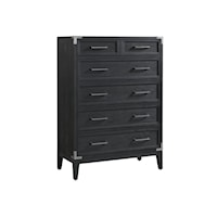 5-Drawer Bedroom Chest with Decorative Metal Corner Brackets