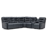 Casual 5-Seat Reclining Sectional Sofa with Cupholder