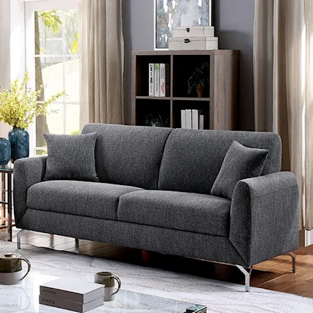 Transitional Sofa and Loveseat Set with Stainless Steel Legs