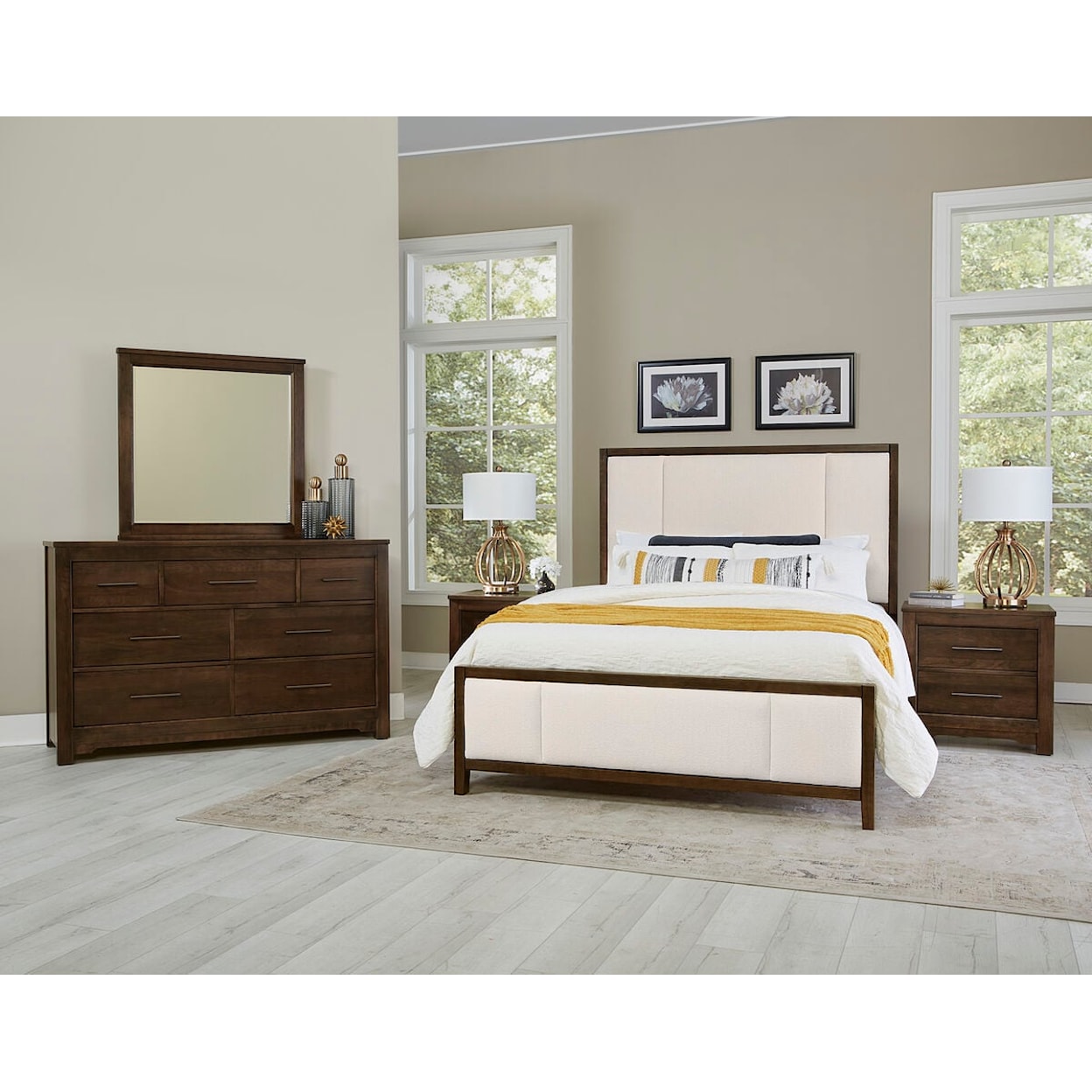 Artisan & Post Crafted Cherry Upholstered Queen Bedroom Set