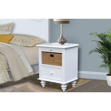 1-Drawer Basket Nightstand