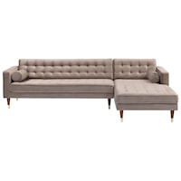 Velvet Mid Century Modern Sectional Sofa with RAF Chaise