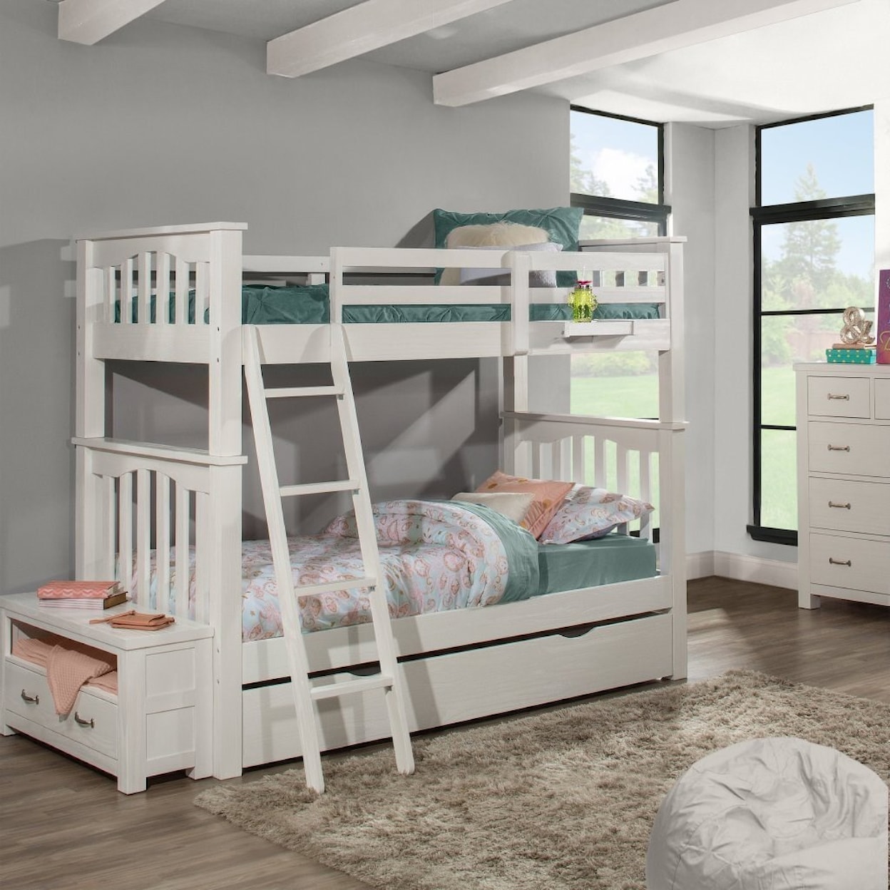 NE Kids Highlands Harper Twin Over Twin Bunk Bed With Trundle