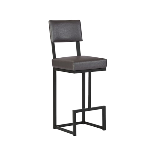 Dumas Non-Swivel With Back Barstool With No Welt