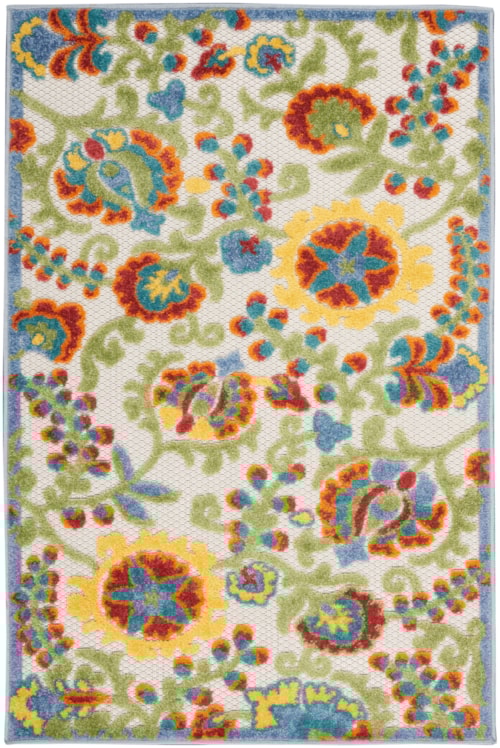 2'8" x 4' Ivory/Multi Rectangle Rug