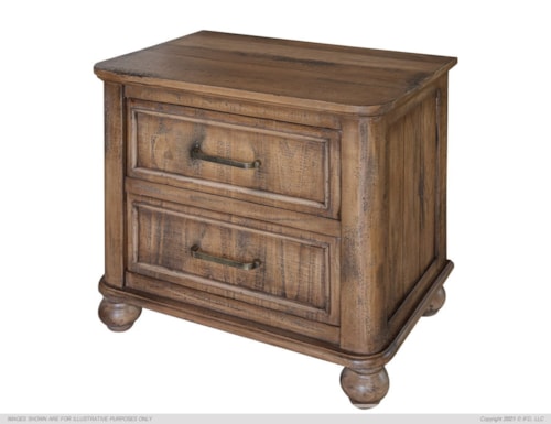 Rustic 2-Drawer Nightstand 