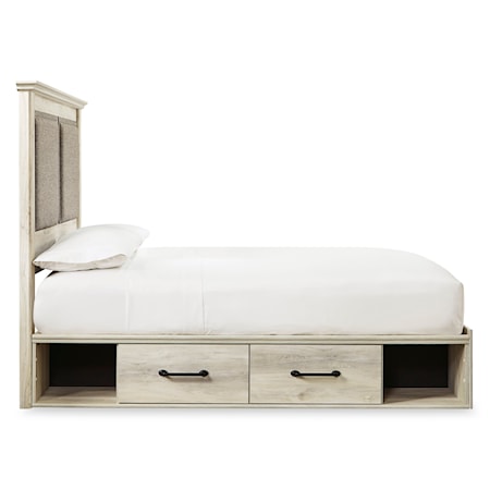 King Upholstered Bed w/ 2 Side Drawers