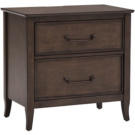 Transitional 2-Drawer Nightstand with Canted AC Outlets