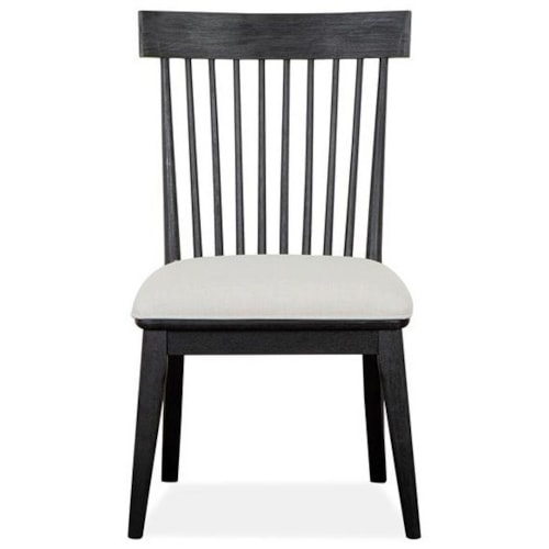 Farmhouse Slat Back Dining Side Chair with Upholstered Seat