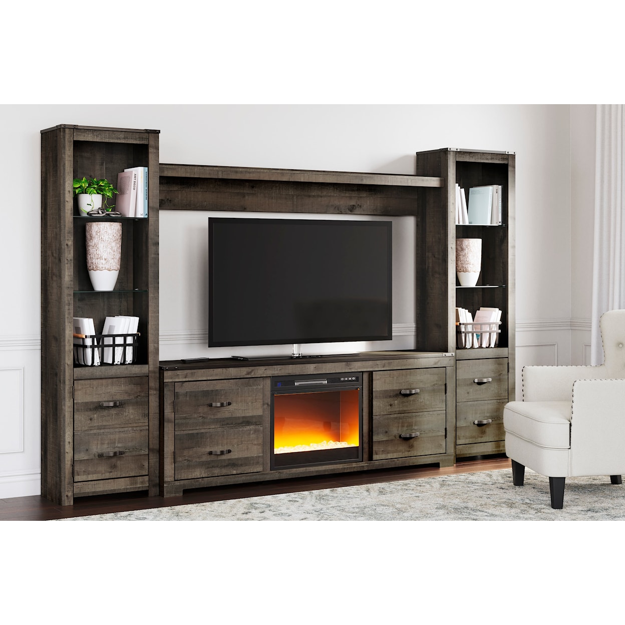 Signature Design by Ashley Trinell Entertainment Center with Fireplace