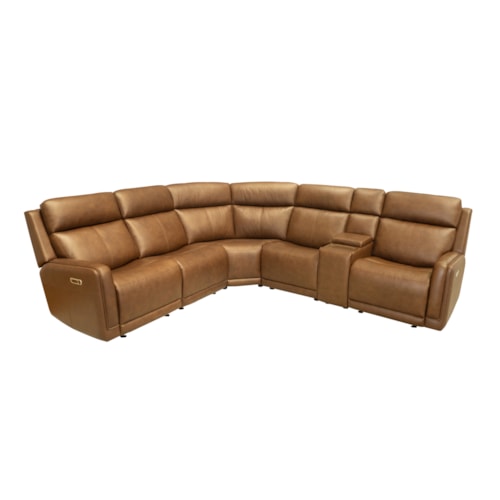 Casual 6-Piece Power Gliding Sectional Sofa with Storage Console