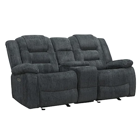 Casual Manual Glider Loveseat with Center Console