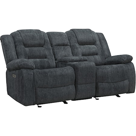 Casual Manual Glider Loveseat with Center Console