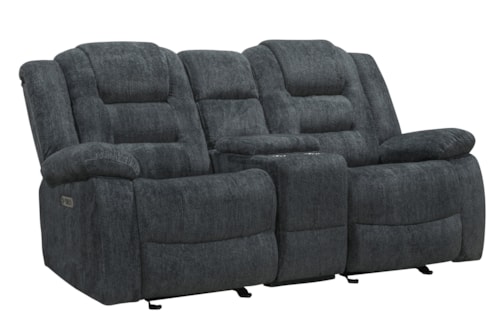 Casual Manual Reclining Loveseat with Entertainment Console