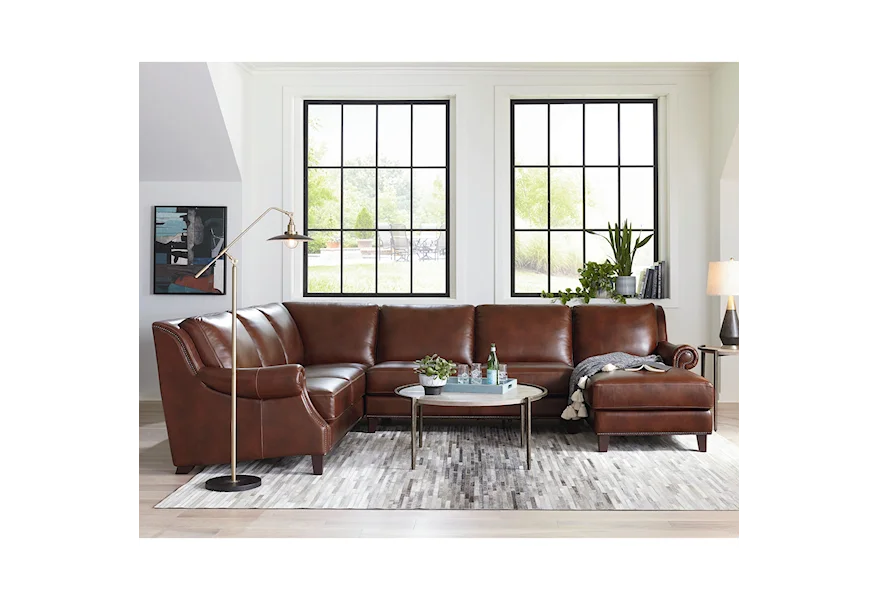Club Level - Pierce Sectional with Right-Facing Chaise by Bassett at Esprit Decor Home Furnishings