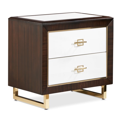 Contemporary Glam 2-Drawer Nightstand with Velvet-Lined Drawers