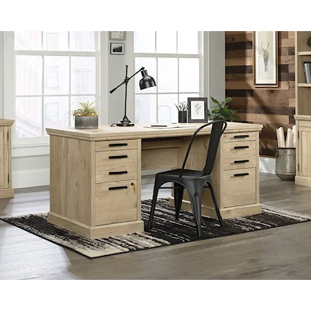 Modern Farmhouse Double Pedestal Executive Desk with File Drawers