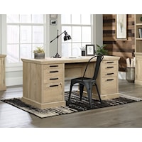 Modern Farmhouse Double Pedestal Executive Desk with File Drawers