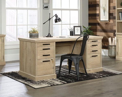 Modern Farmhouse Double Pedestal Executive Desk with File Drawers