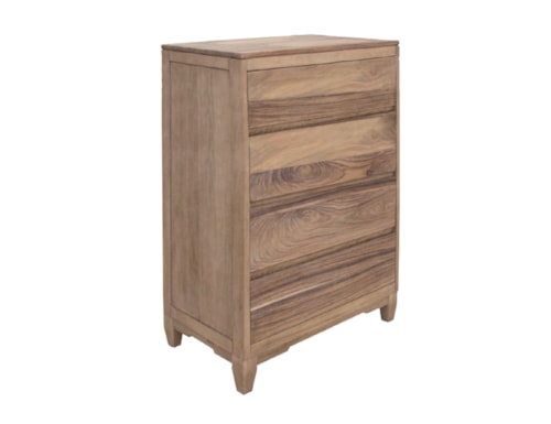 Contemporary 4-Drawer Bedroom Chest with Microfiber Lining