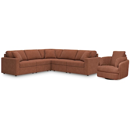 5-Piece Sectional And Swivel Glider Recliner