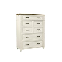 Farmhouse Bedroom 5-Drawer Chest with Felt Lined Top Drawers