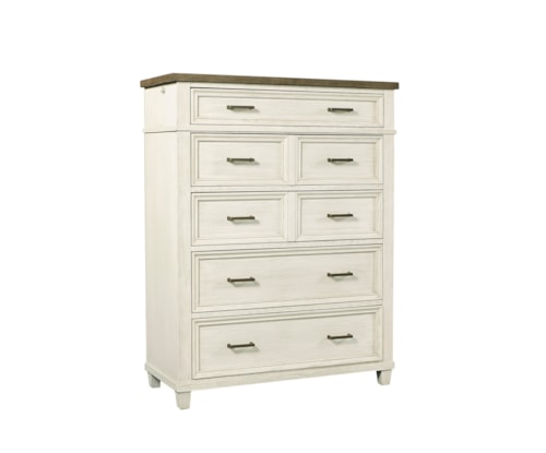 Farmhouse Bedroom 5-Drawer Chest with Felt Lined Top Drawers