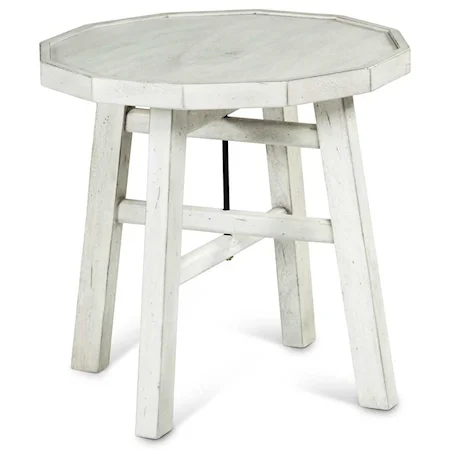 Farmhouse Round End Table with Tray Top