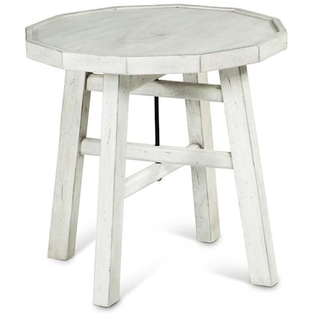 Farmhouse Round End Table with Tray Top