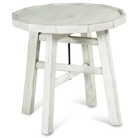 Farmhouse Round End Table with Tray Top