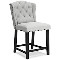 Counter Height Bar Stool with Tufted Wingback