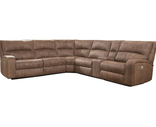 Casual 6-Piece Power Reclining Sectional Sofa with Power Headrests