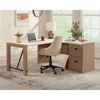 Farmhouse L-Shaped Desk with File Drawers