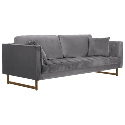 Contemporary Velvet Sofa with Channel Tufted Seats