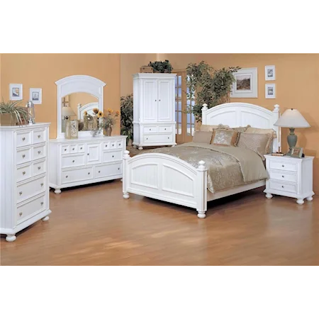 Queen Panel Bed, Nightstand, Dresser & Mirror