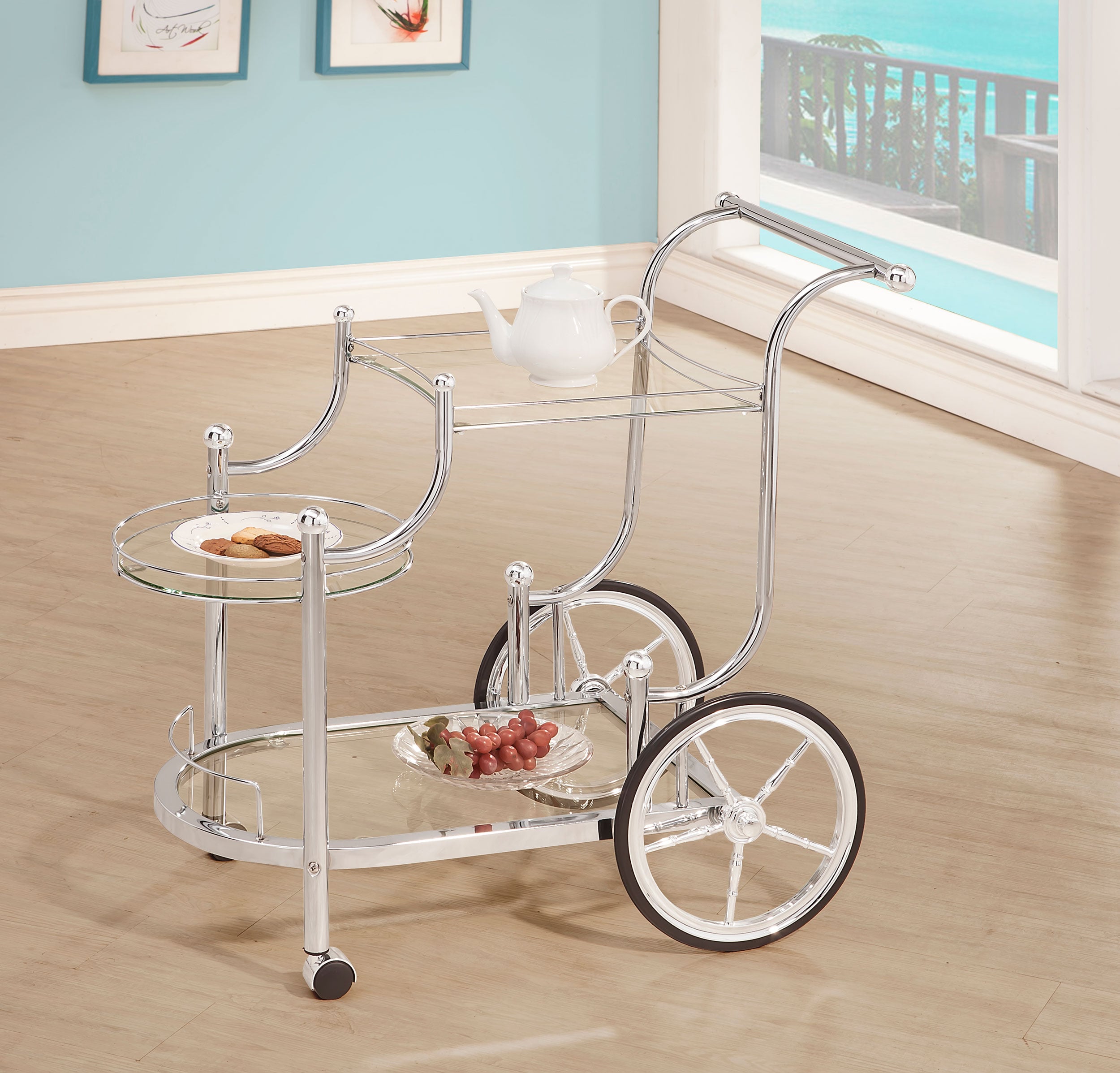 Sarandon 3-tier Glass Shelf Bar Cart