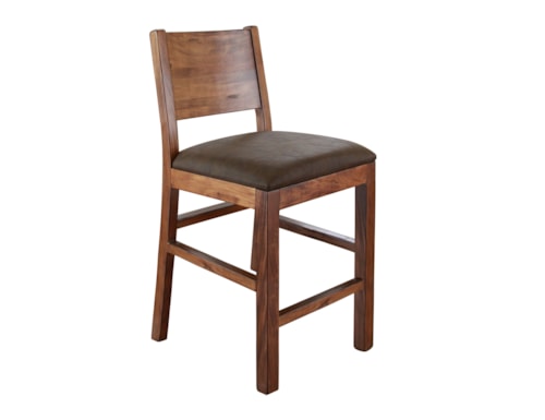 Rustic Bar Stool with Upholstered Seat
