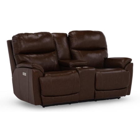 Dual Power Reclining Console Loveseat