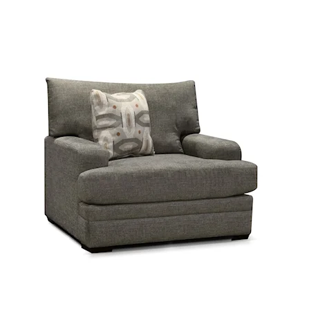 Casual Upholstered Swivel Chair with Single Throw Pillow
