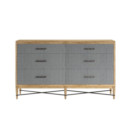 Contemporary 6-Drawer Dresser with Fabric Drawer Fronts